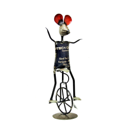 Mysz Akrobata na Kole Figurka z metalu z recyclingu